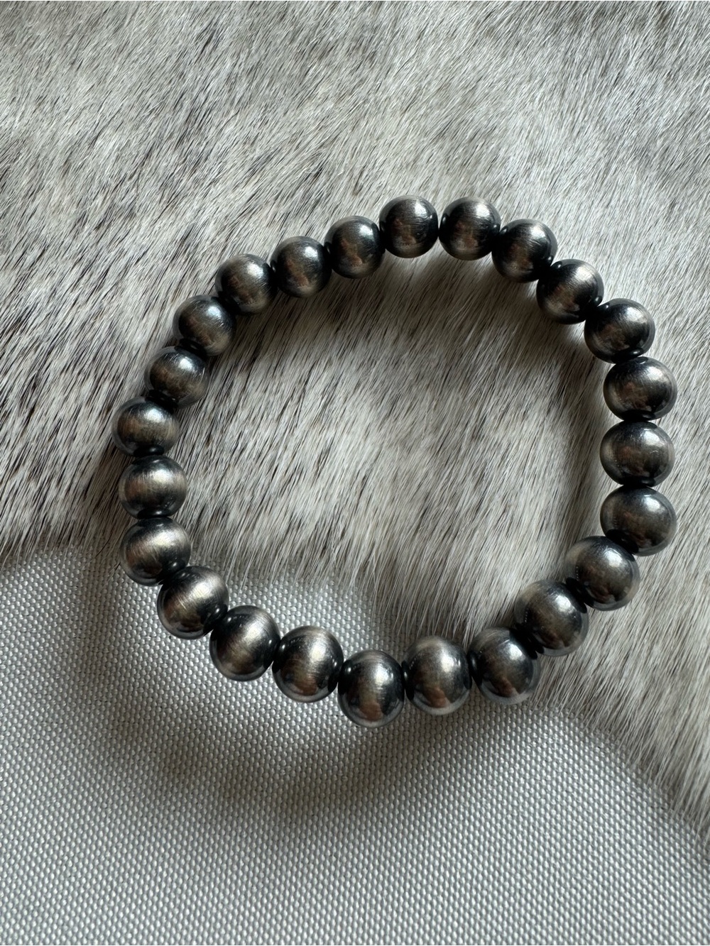 Sterling silver 8mm Beaded Stretch Bracelet
